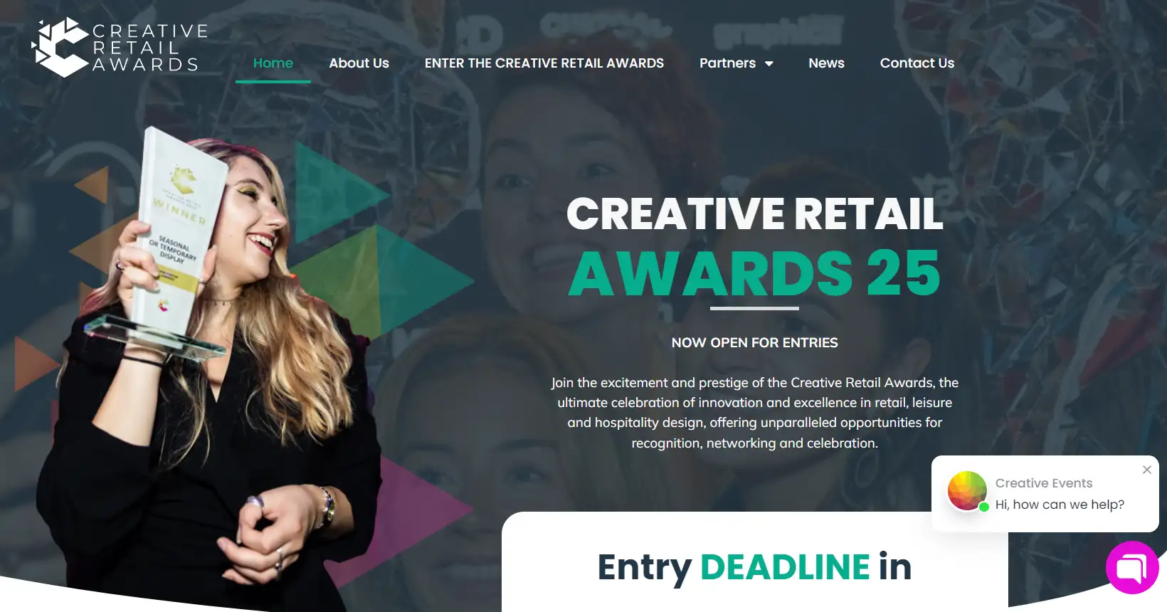 the webpage of creative retail awards