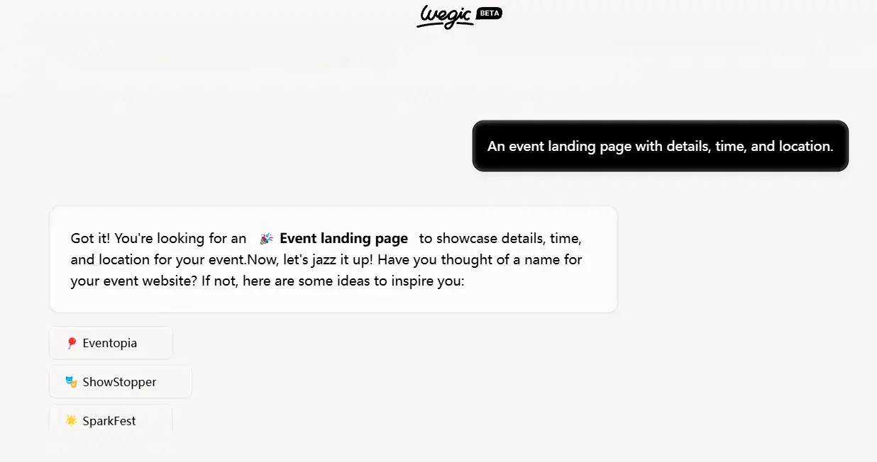 how to use wegic to build event website