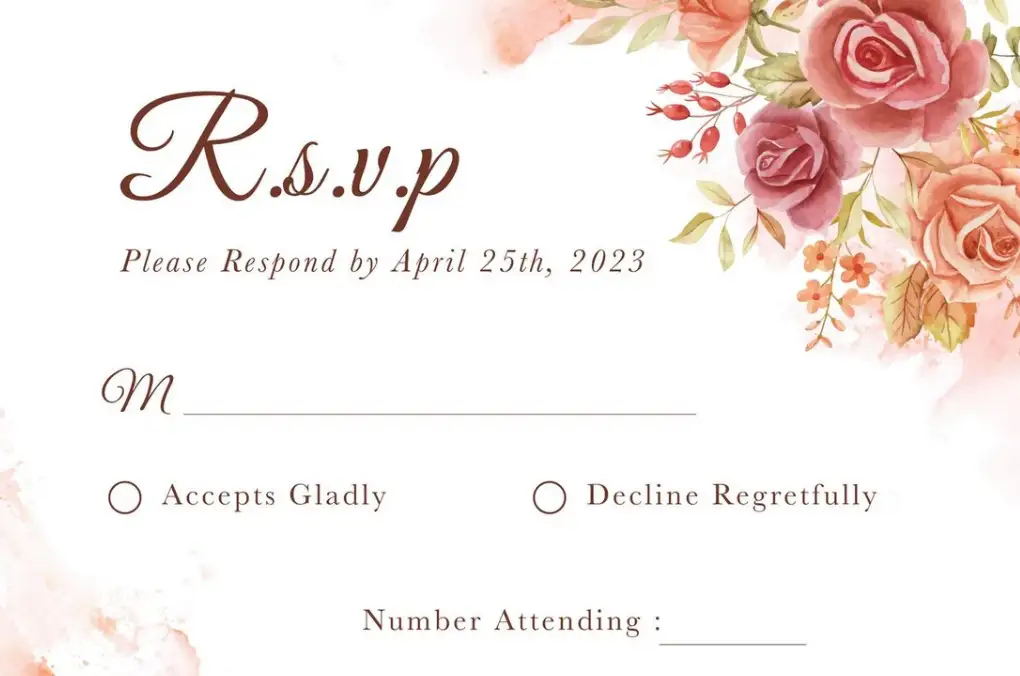 Rose autumn wedding RSVP Card