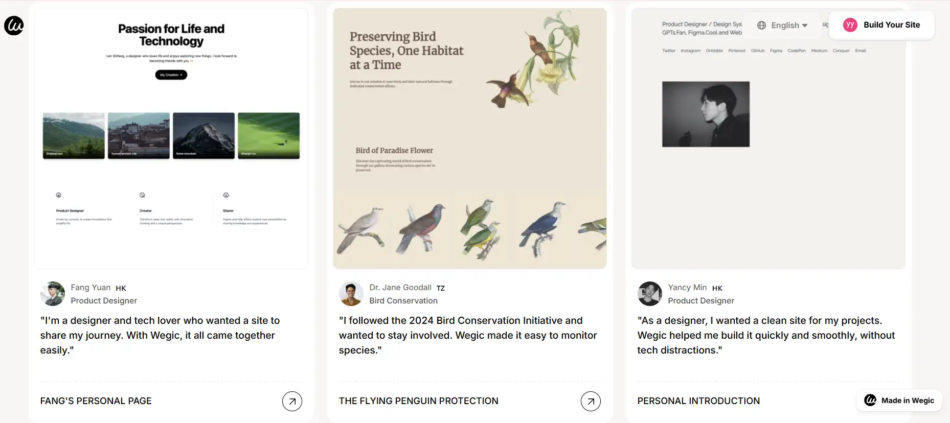 Website designs from User cases on Wegic