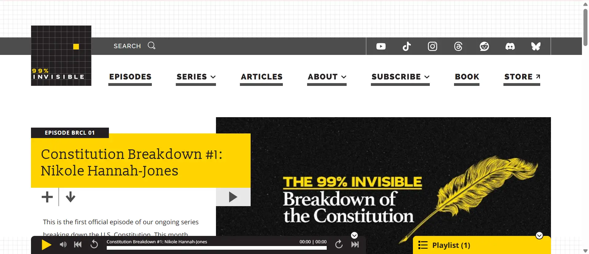 99% Invisible's homepage 99% Invisible's homepage