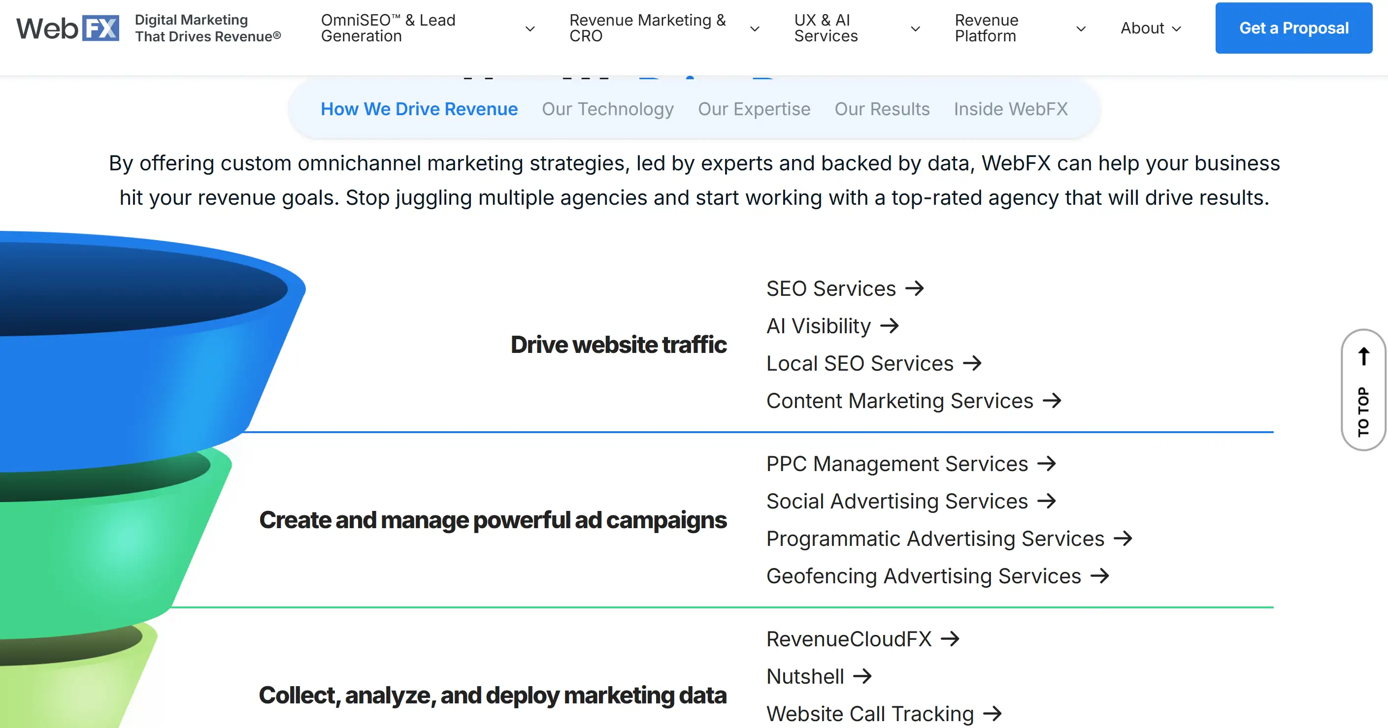 Homepage of WebFX