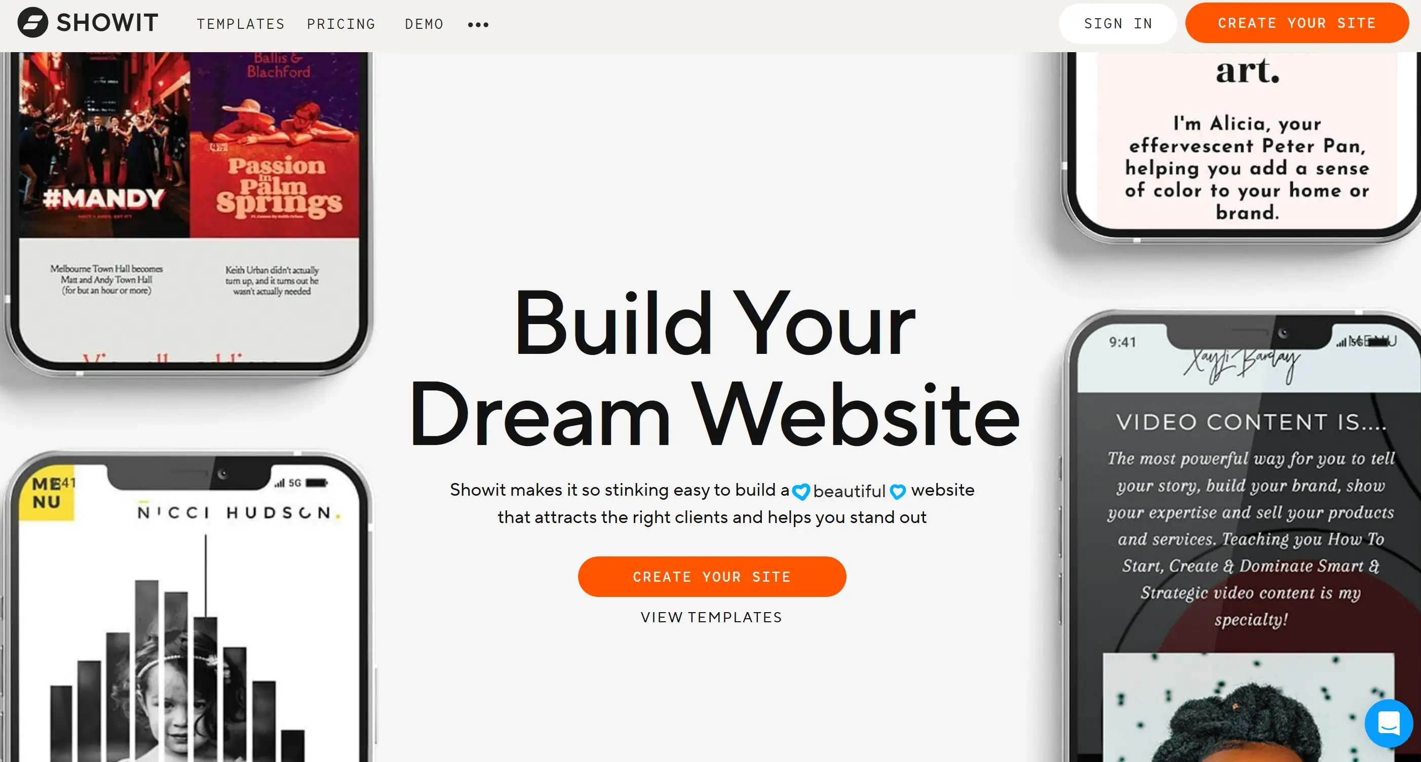 Homepage of Showit Homepage of Showit