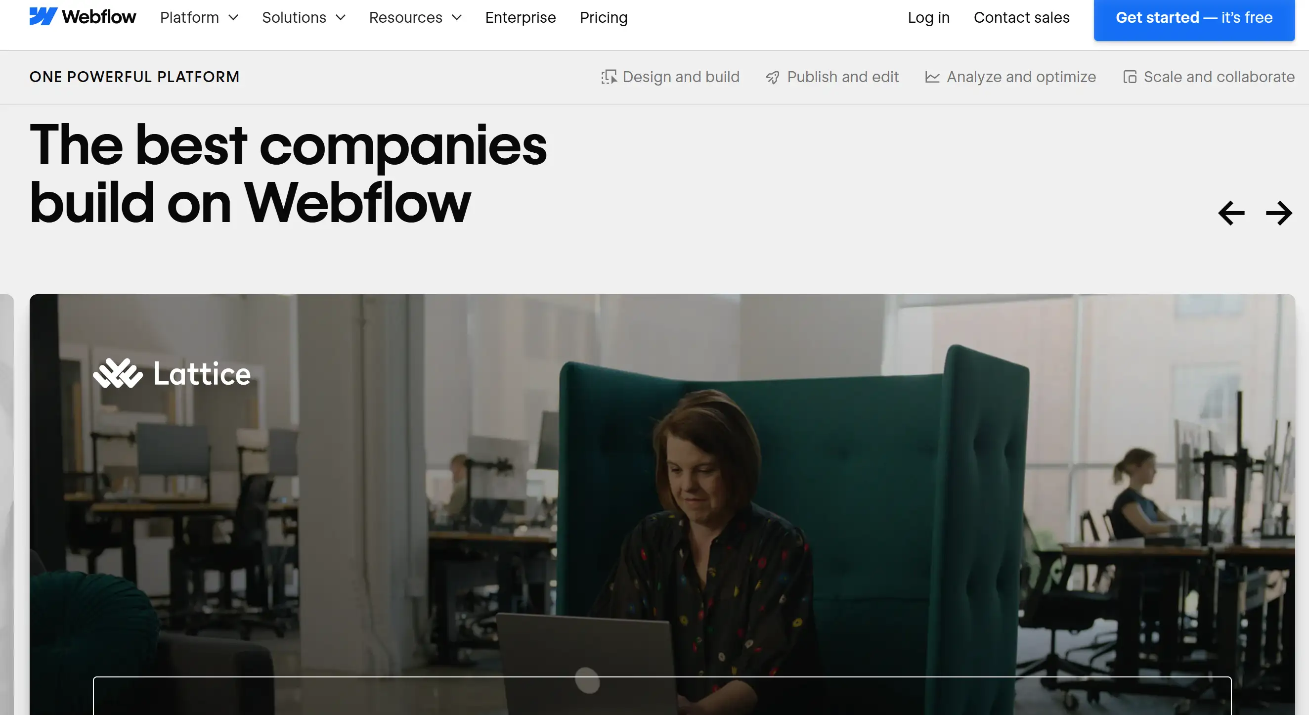 Homepage of Webflow