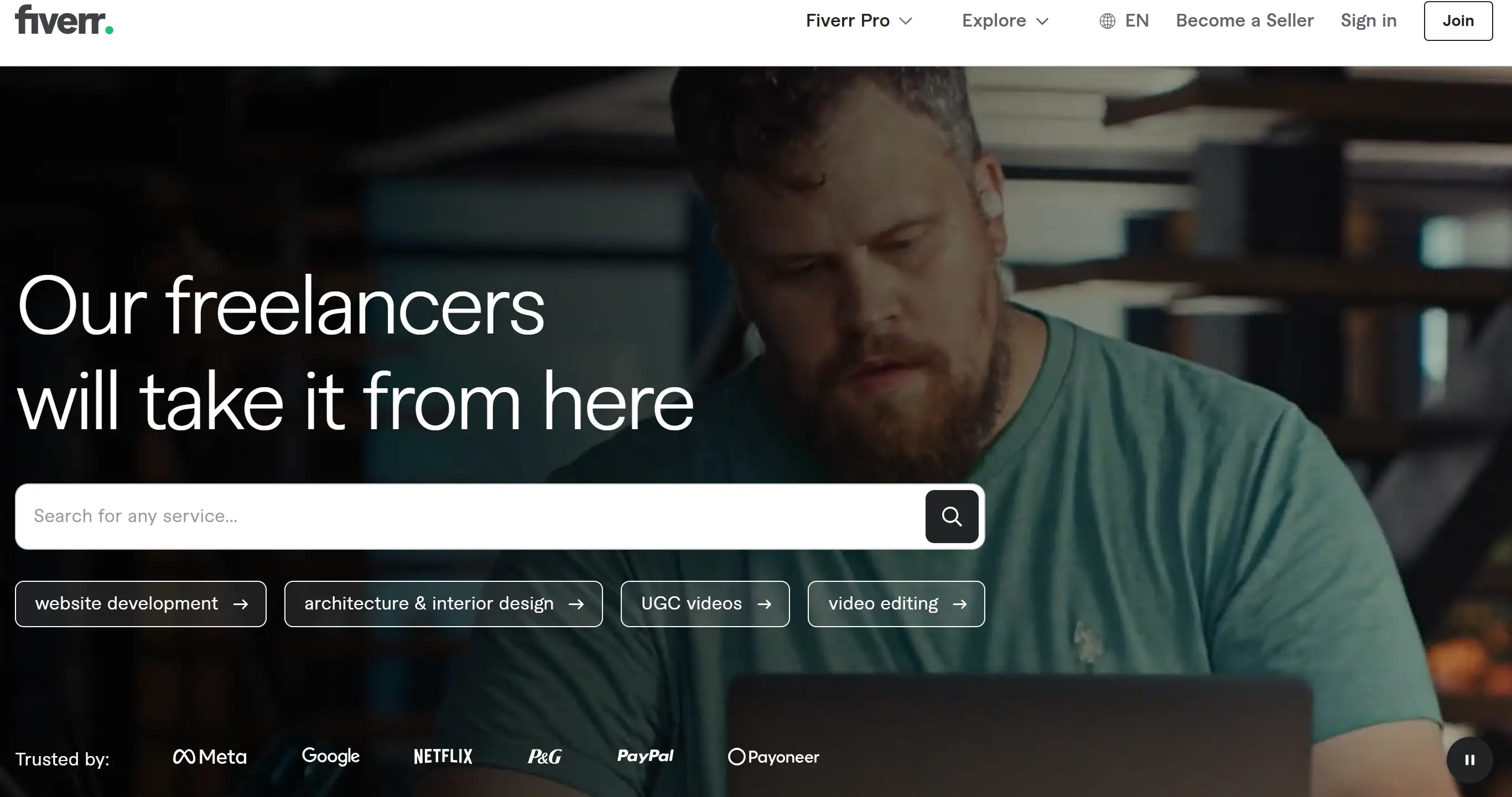 Homepage of Fiverr Homepage of Fiverr