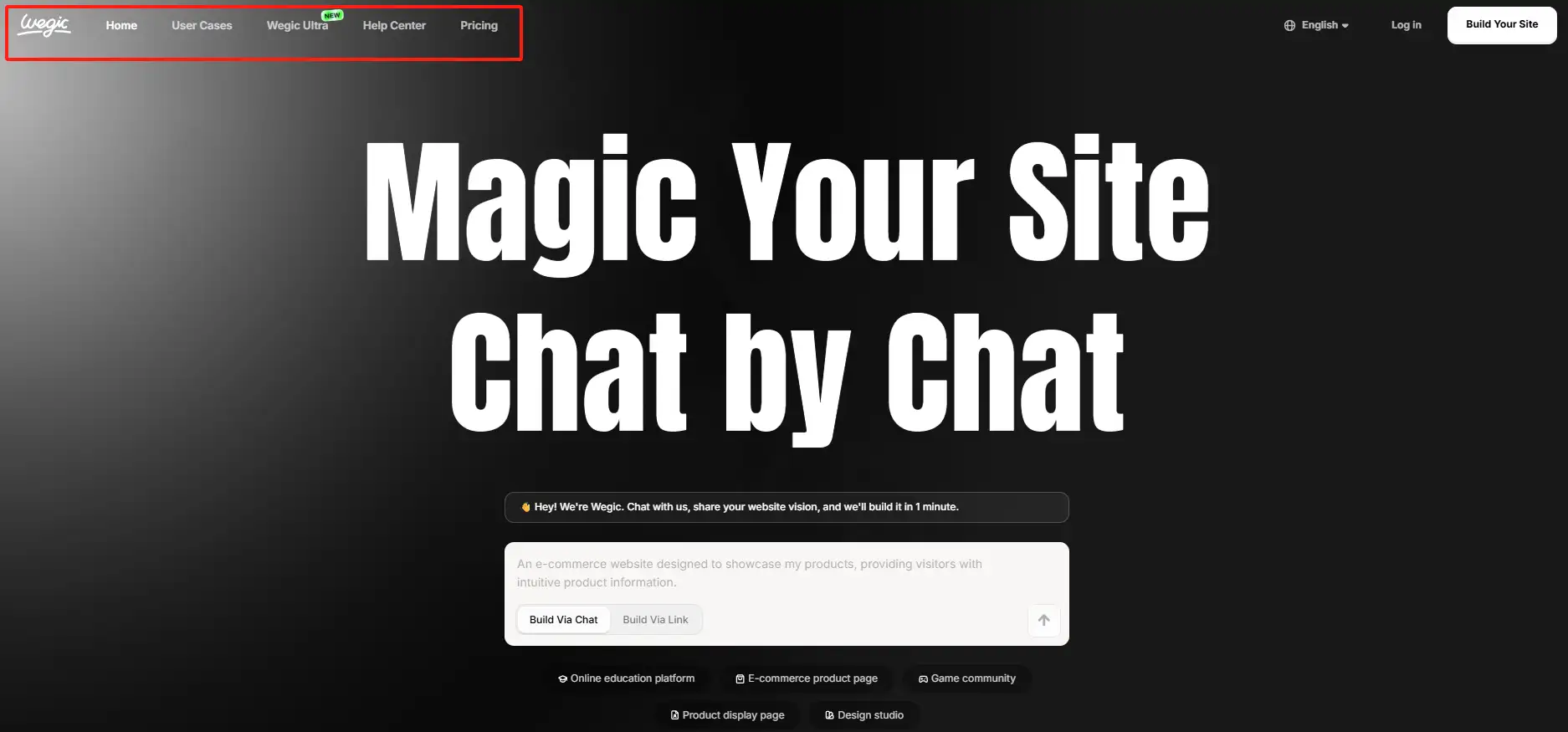 wegic's simple and clear website navigation bar wegic's simple and clear website navigation bar