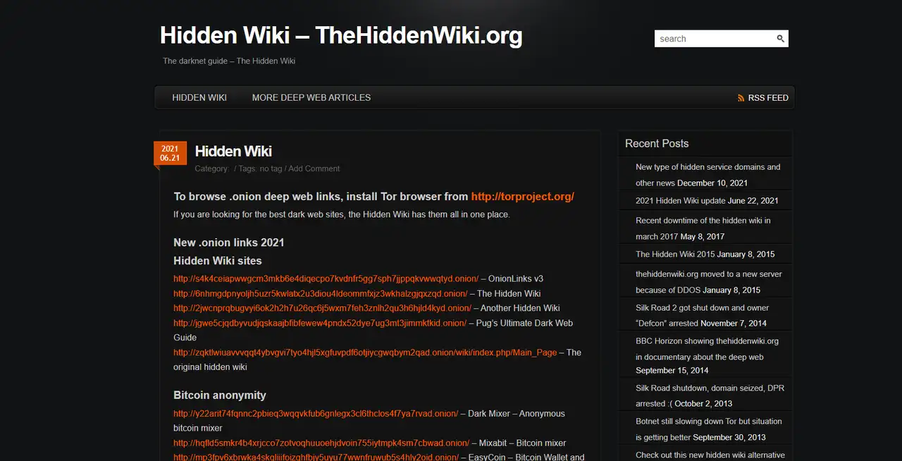 website delivers an extensive selection of dark web links