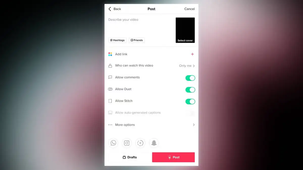 drafts vs. published videos on tiktok