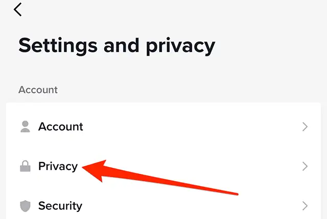 tiktok privacy settings page