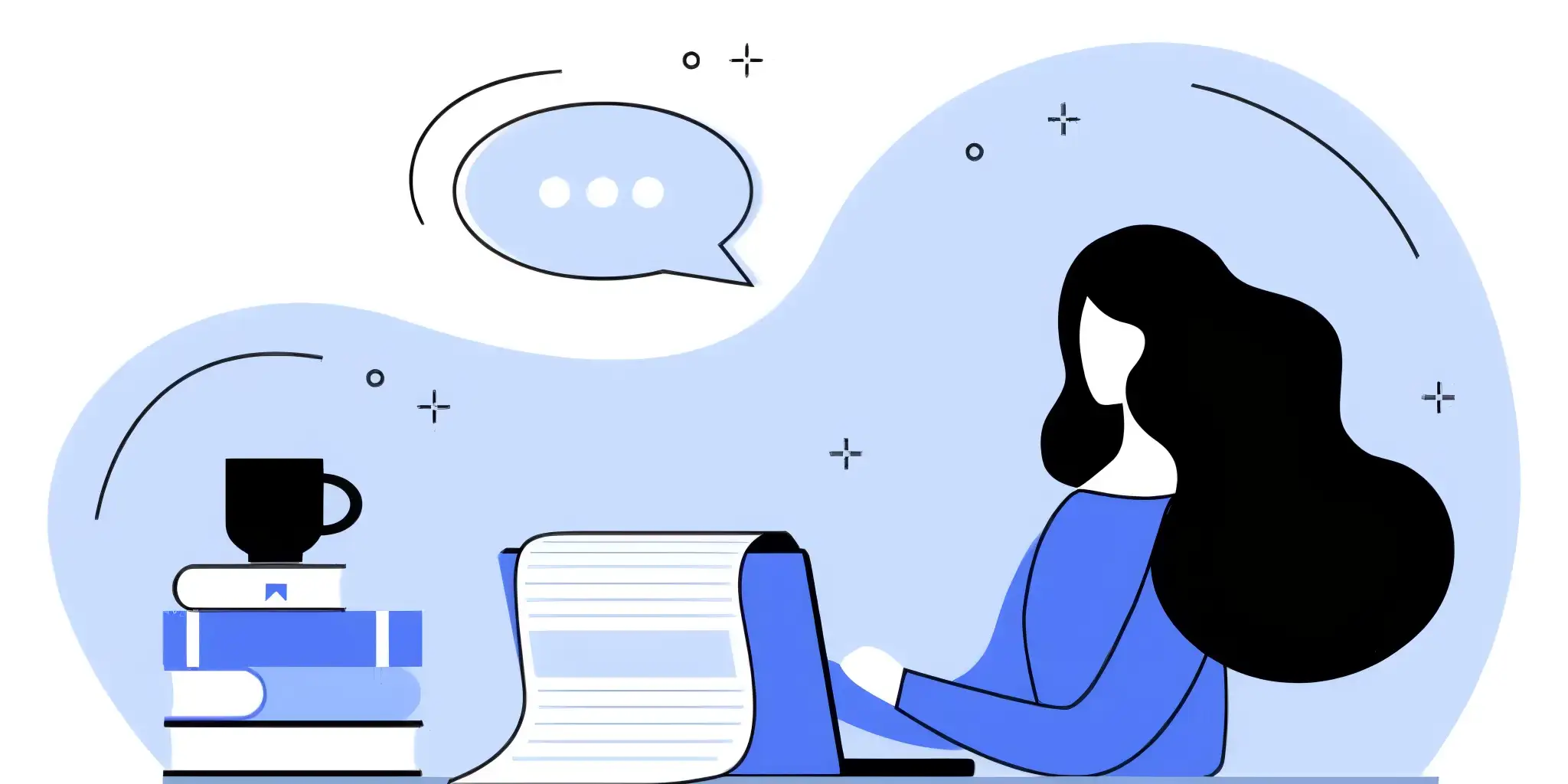 a woman is planning a blog content