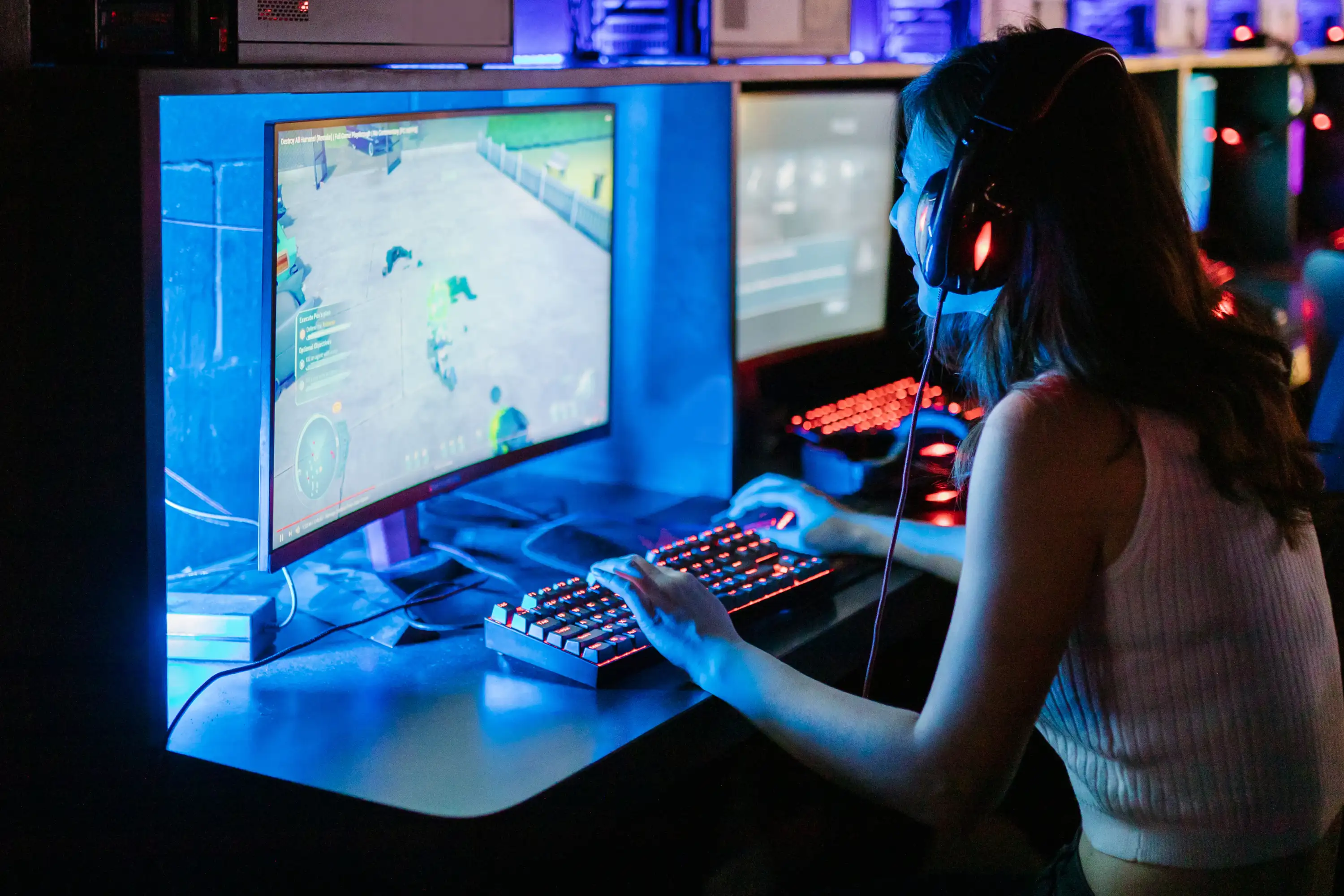 A female who is playing a computer game