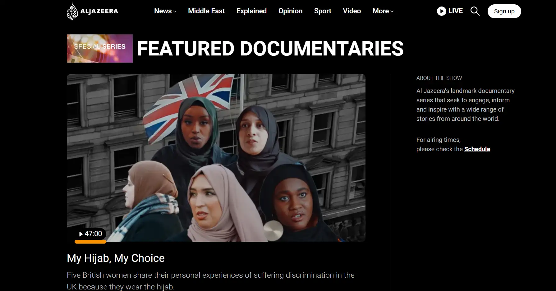 ai jazeera documentaries homepage