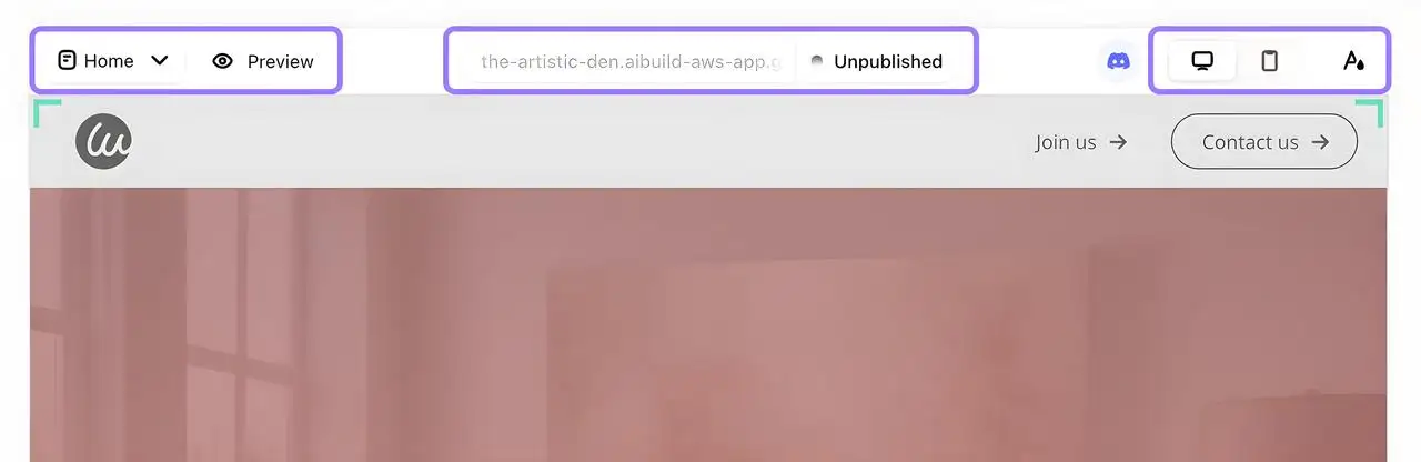 button to view website performance on different devices