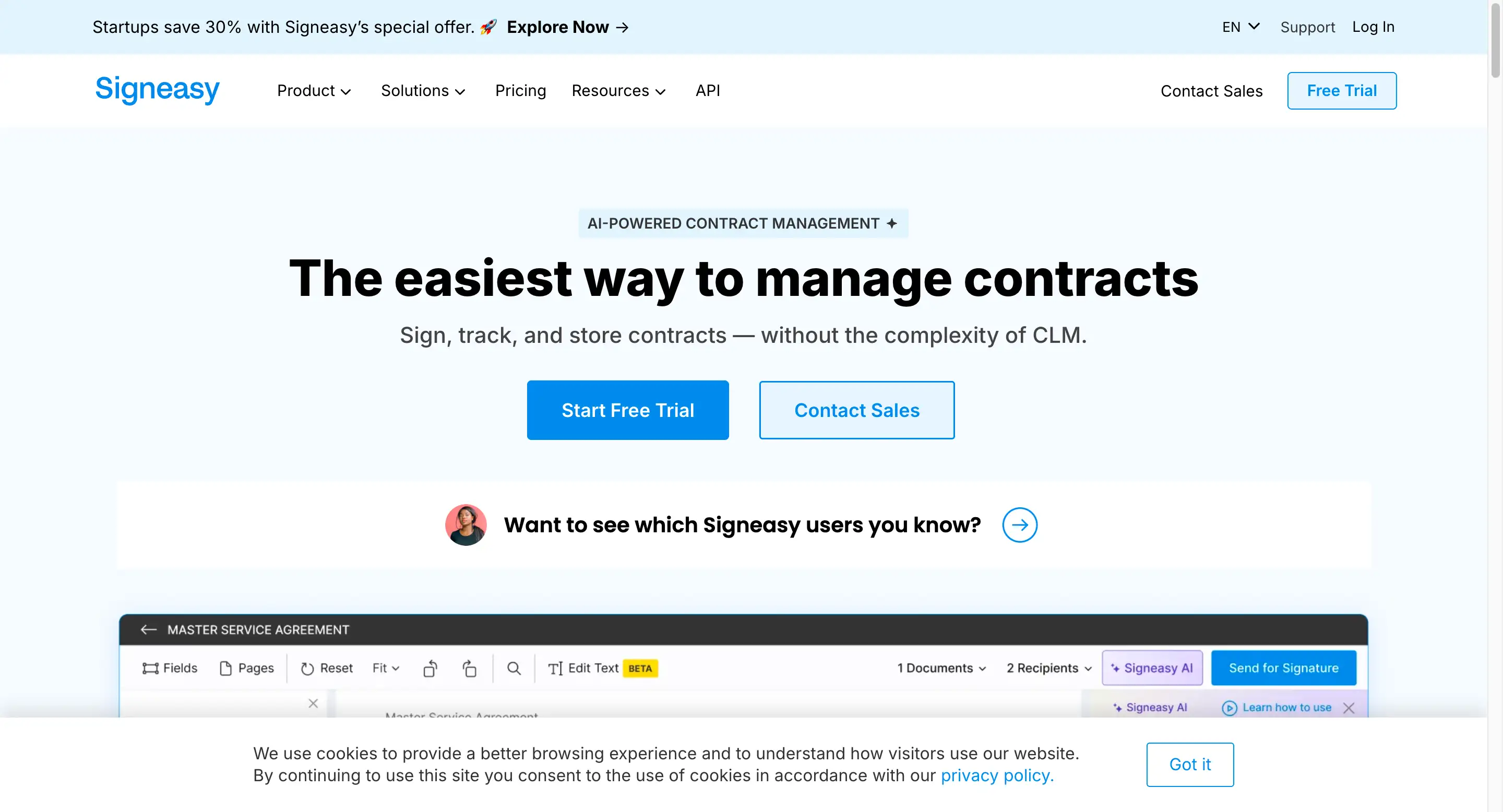 signeasy landing page
