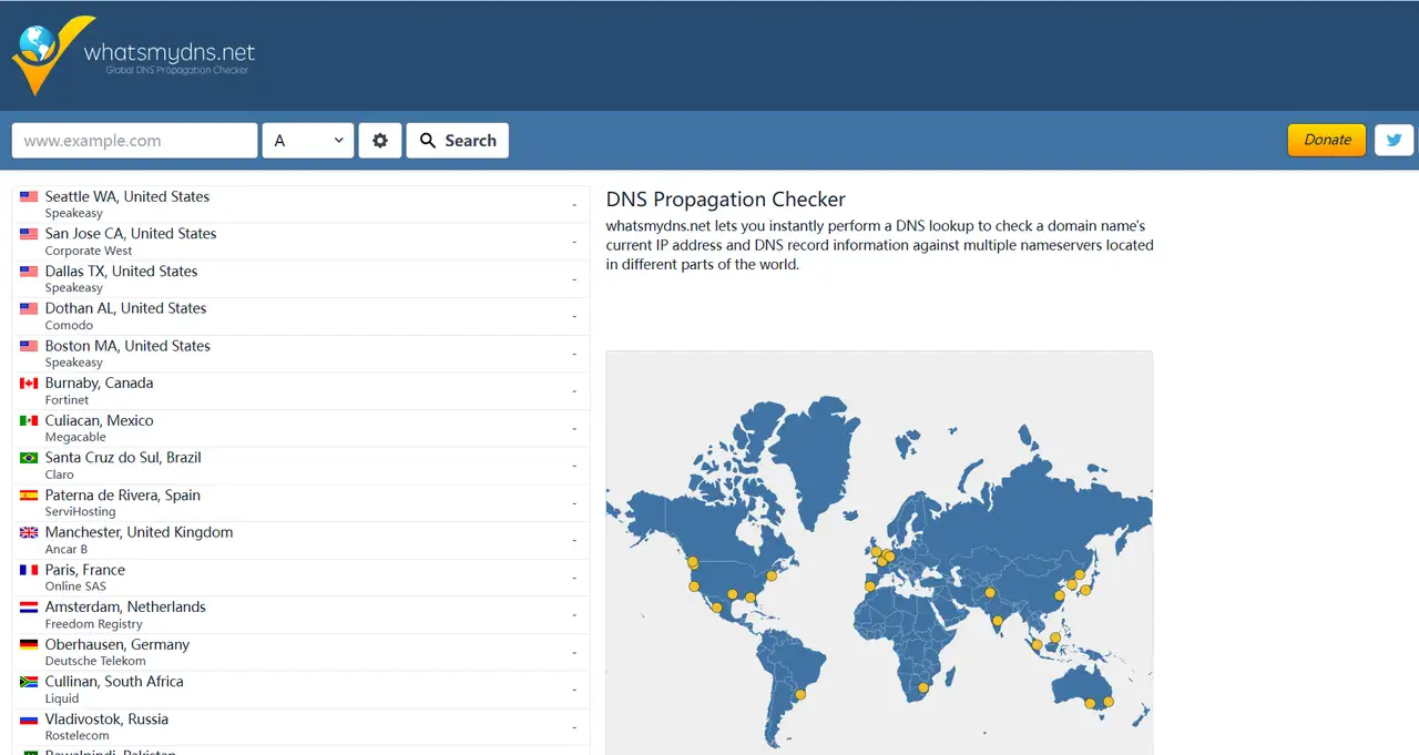 DNS Propagation homepage
