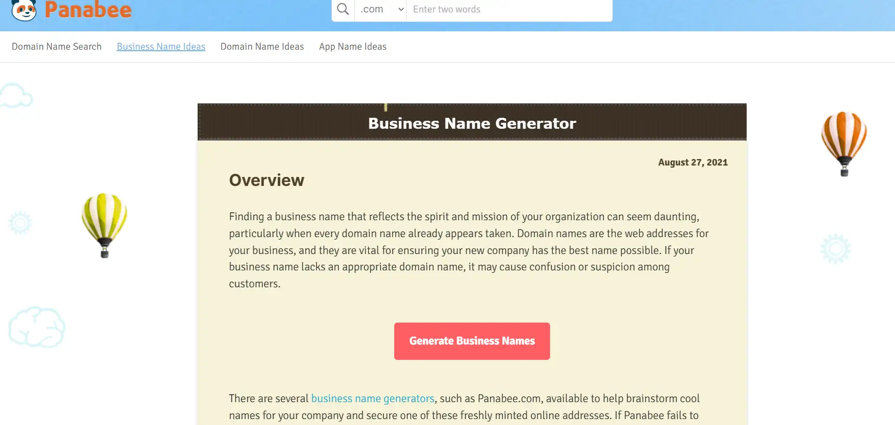 Panabee homepage