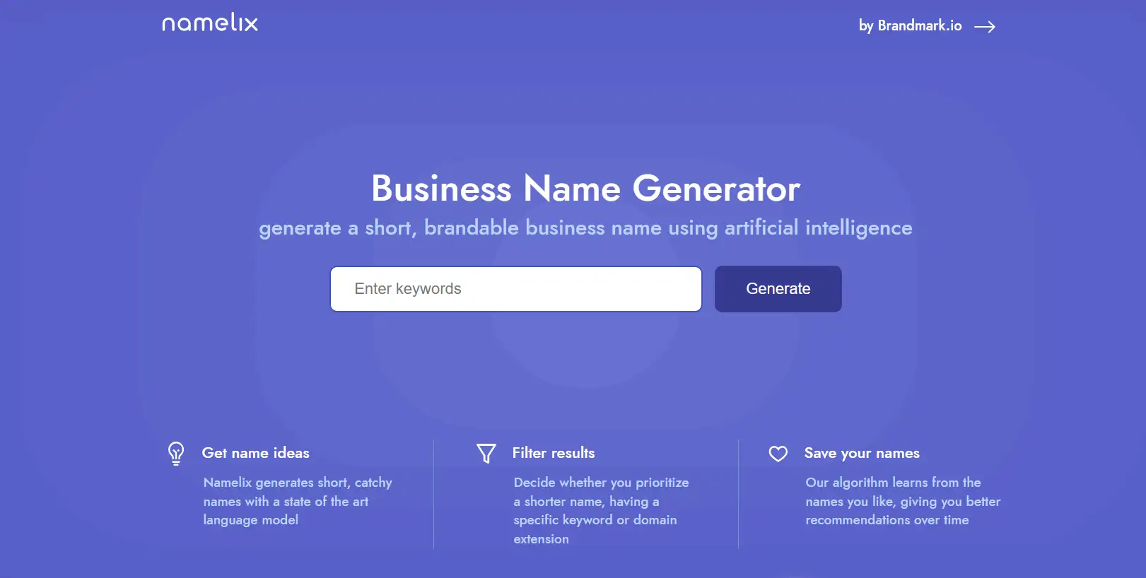 Namelix homepage