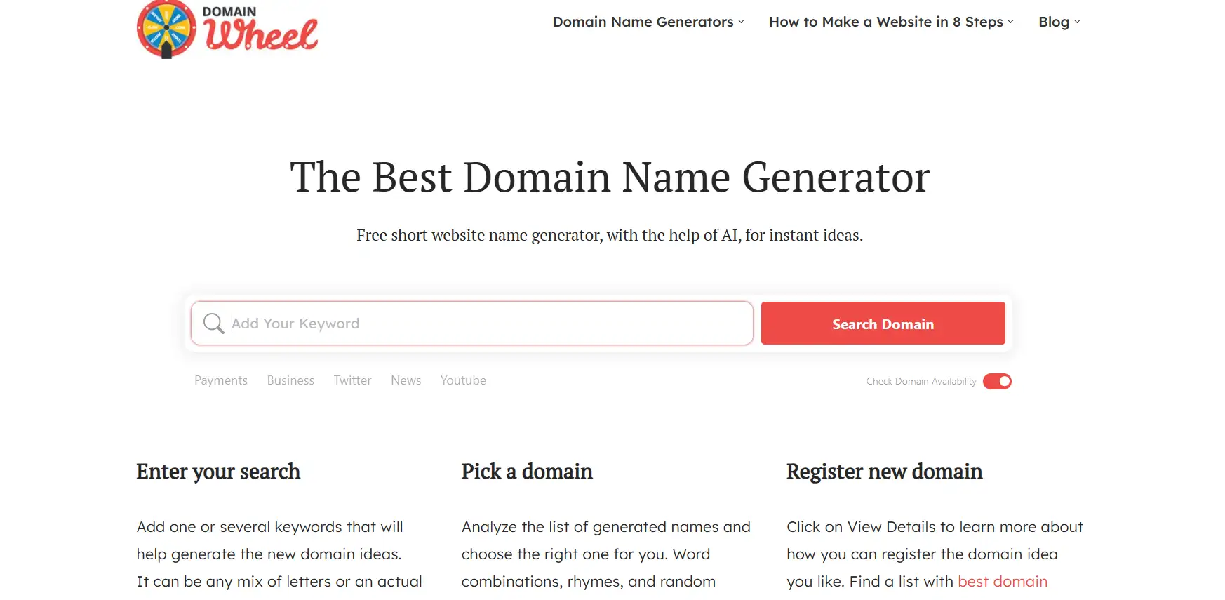 DomainWheel homepage