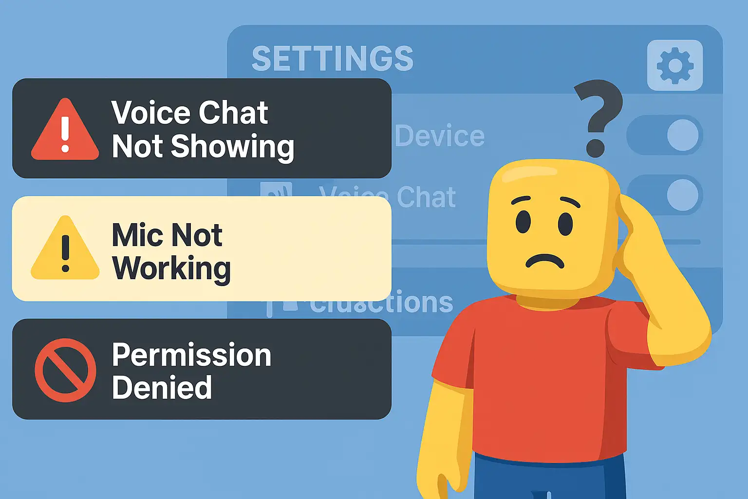 Fixing Roblox voice chat issues like mic errors, missing features, and permission problems Fixing Roblox voice chat issues like mic errors, missing features, and permission problems