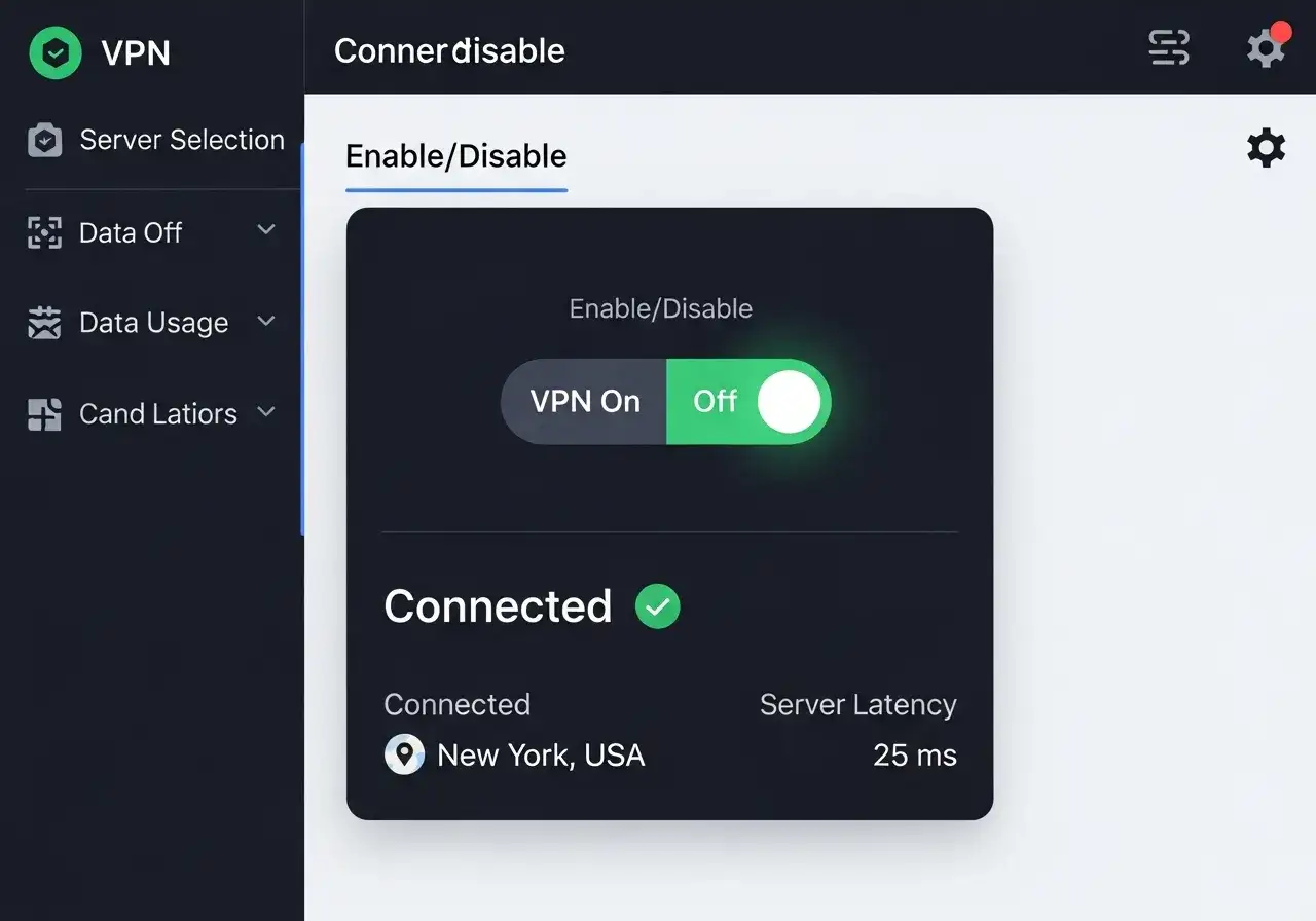 VPN software interface with disconnect option VPN software interface with disconnect option