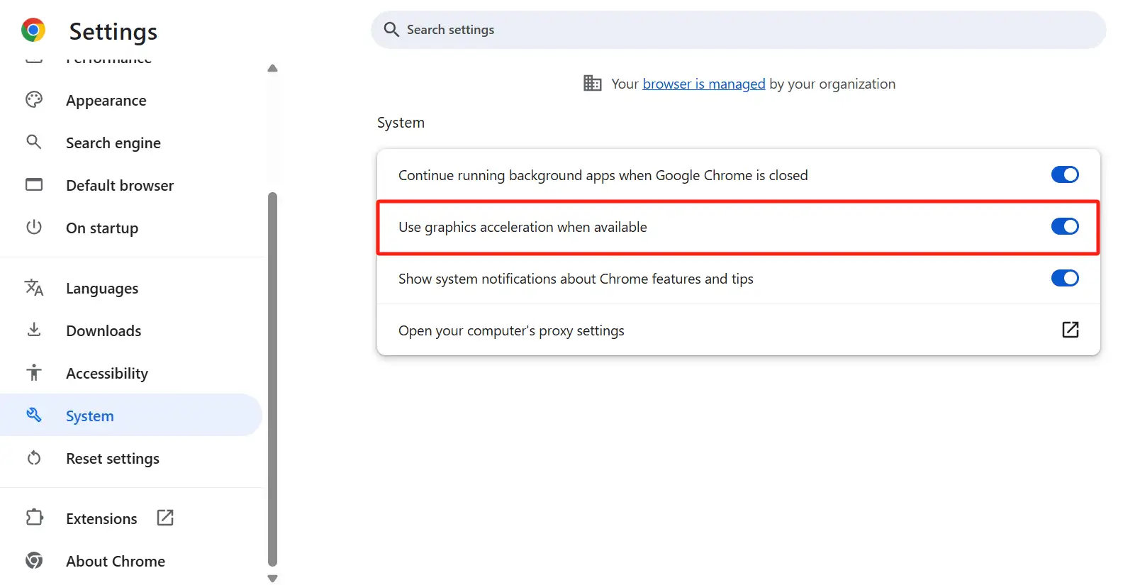 disable hardware accelerations on Google Chrome
