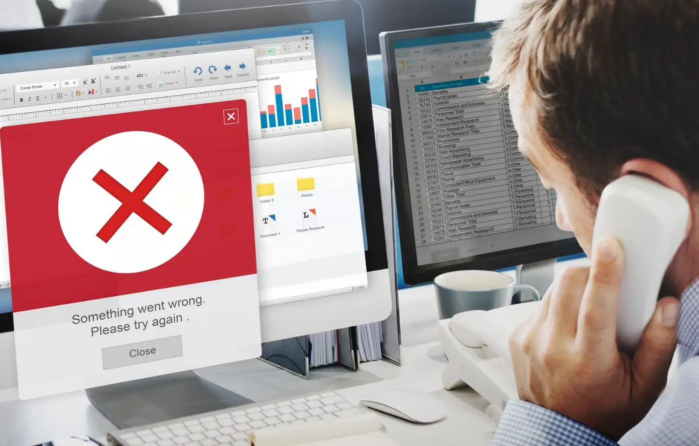 A man encounters a blocked website warning
