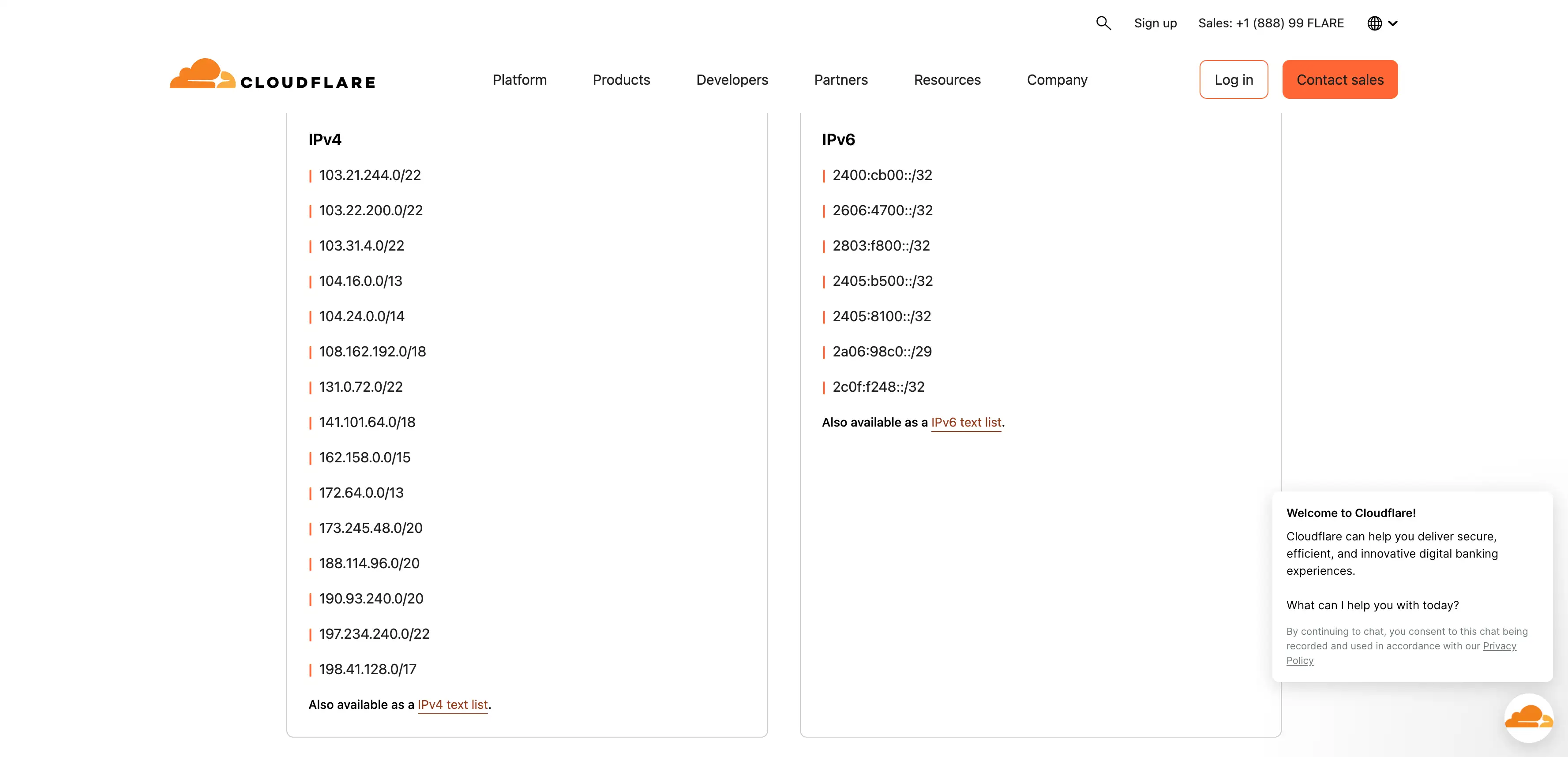 cloudflare ip addresses