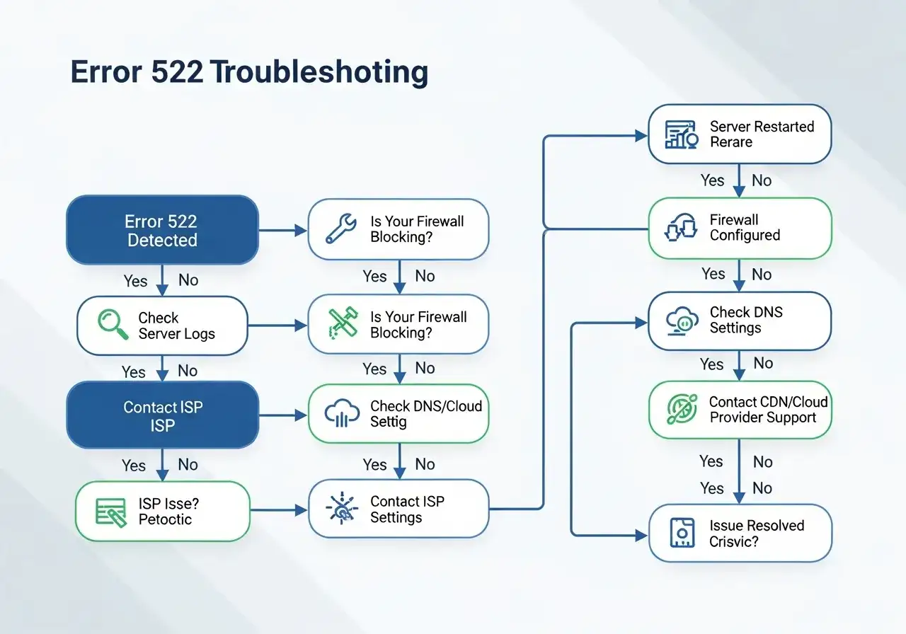 Follow this systematic approach to diagnose and fix Error 522 Follow this systematic approach to diagnose and fix Error 522
