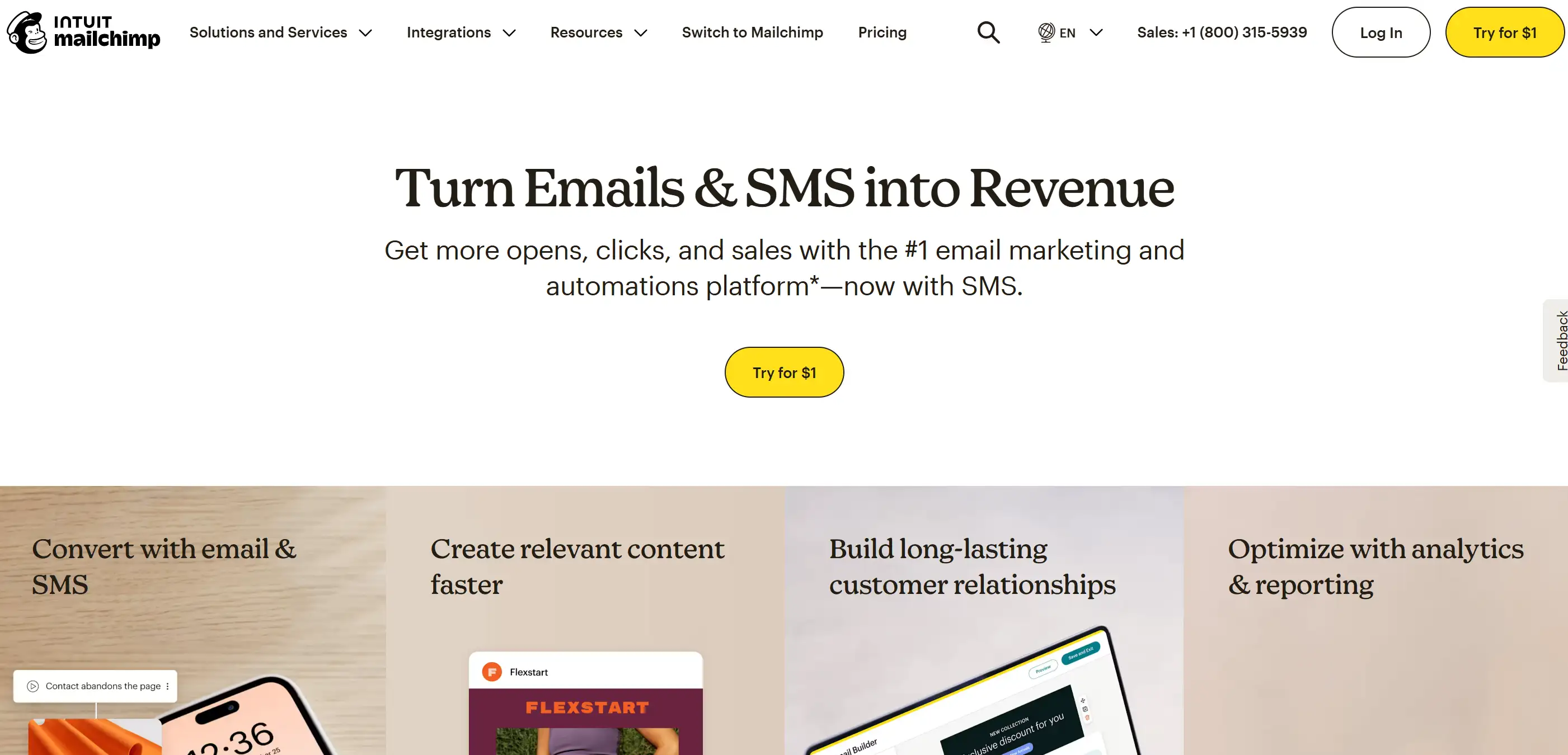 Homepage of Mailchimp Homepage of Mailchimp