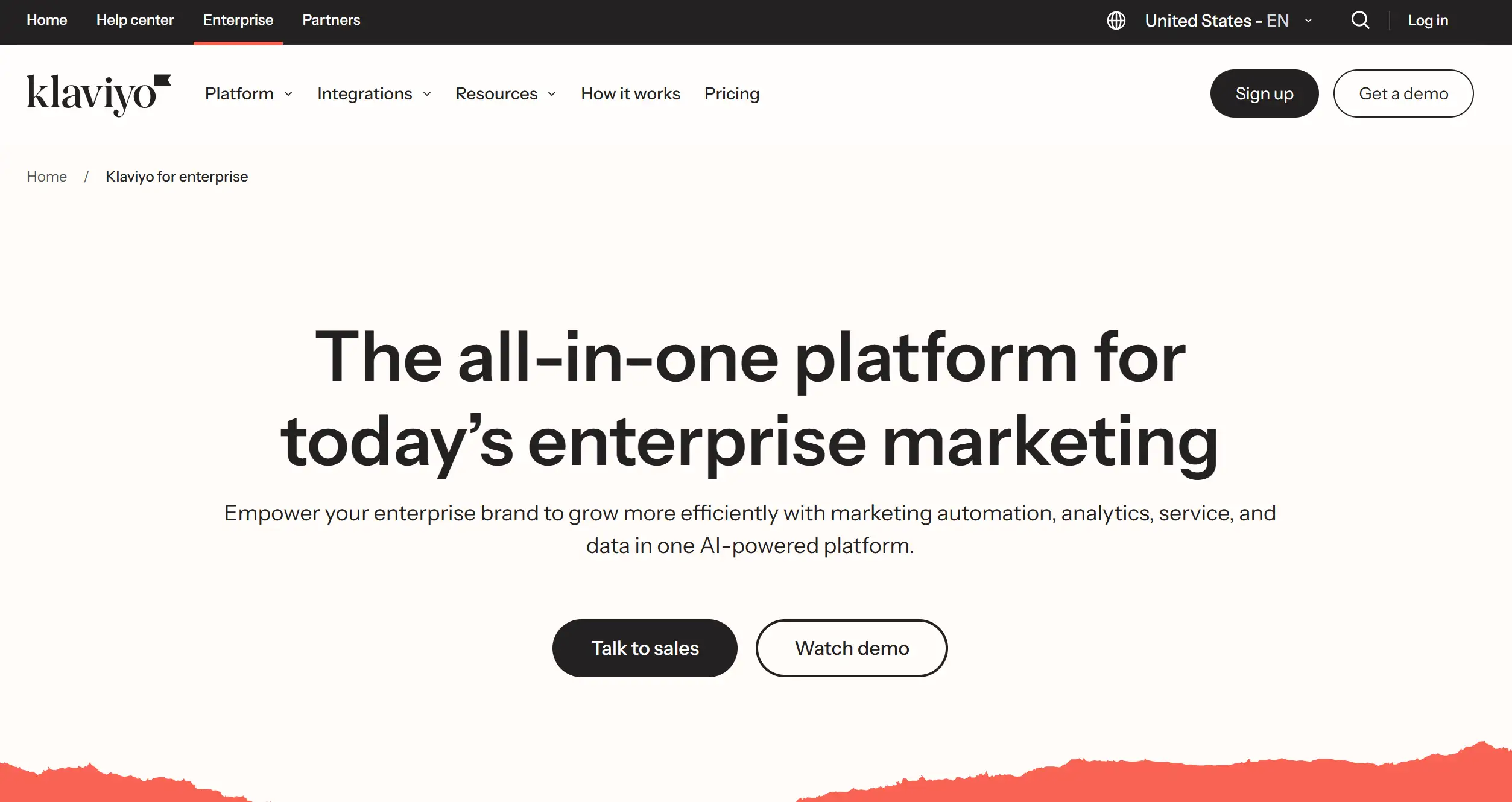 Homepage of Klaviyo
