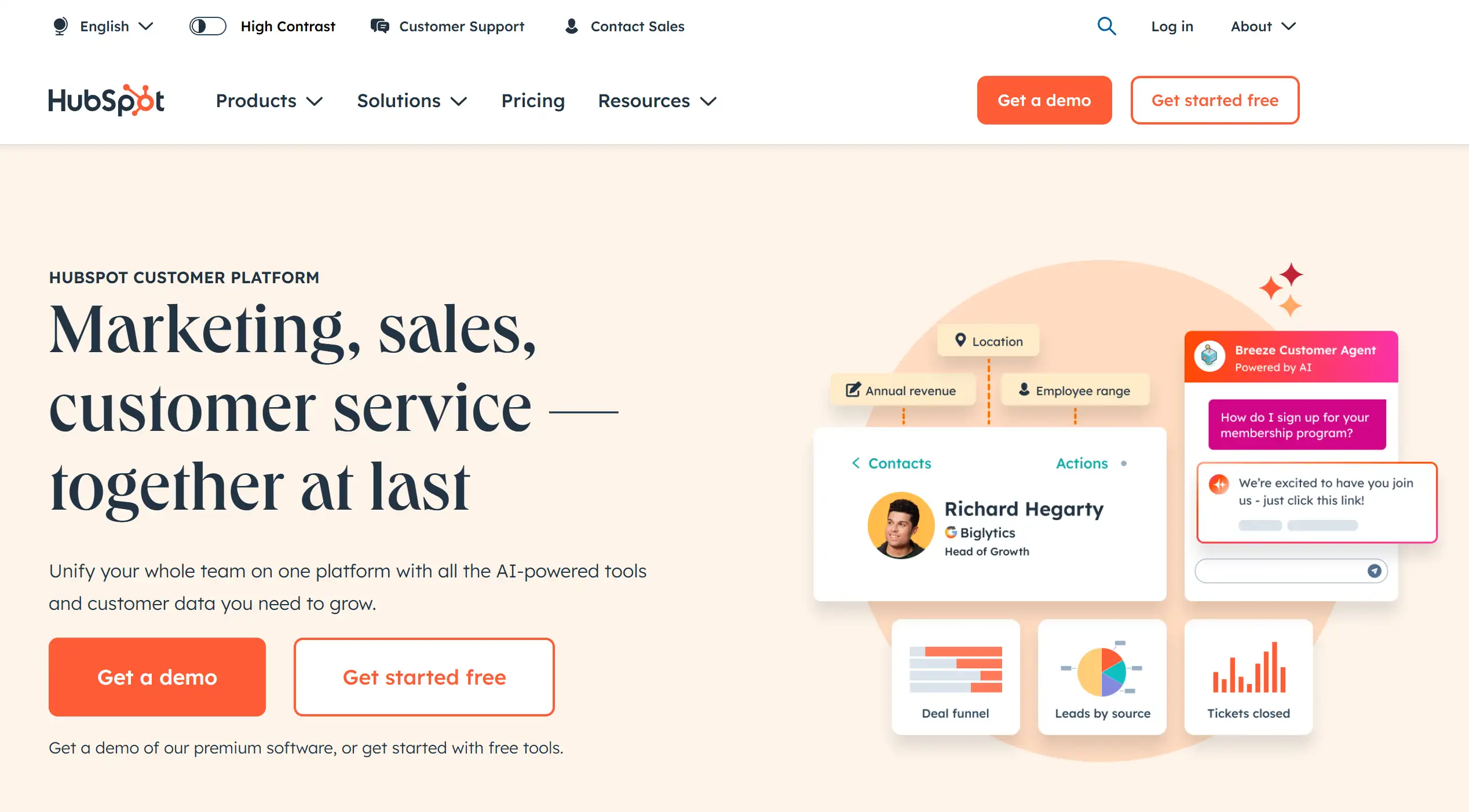 Homepage of HubSpot Homepage of HubSpot