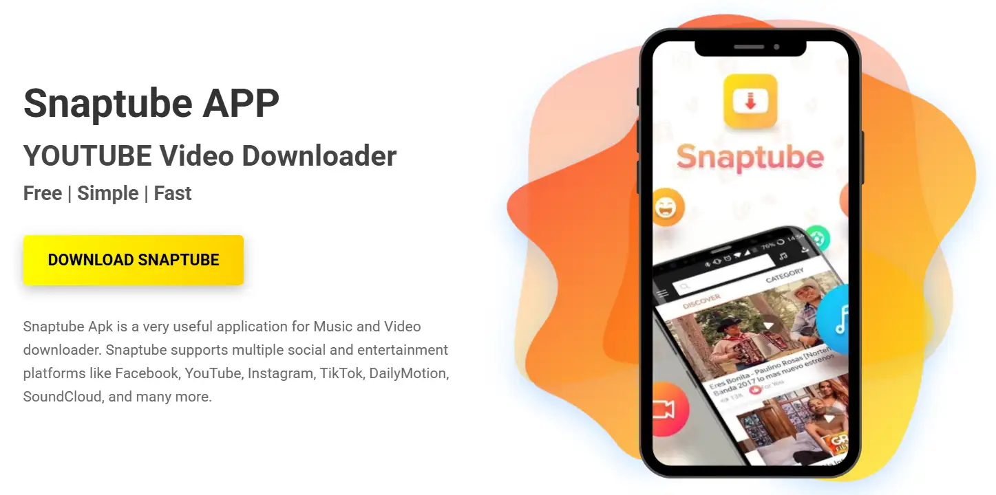 The web download page of the Snaptube App