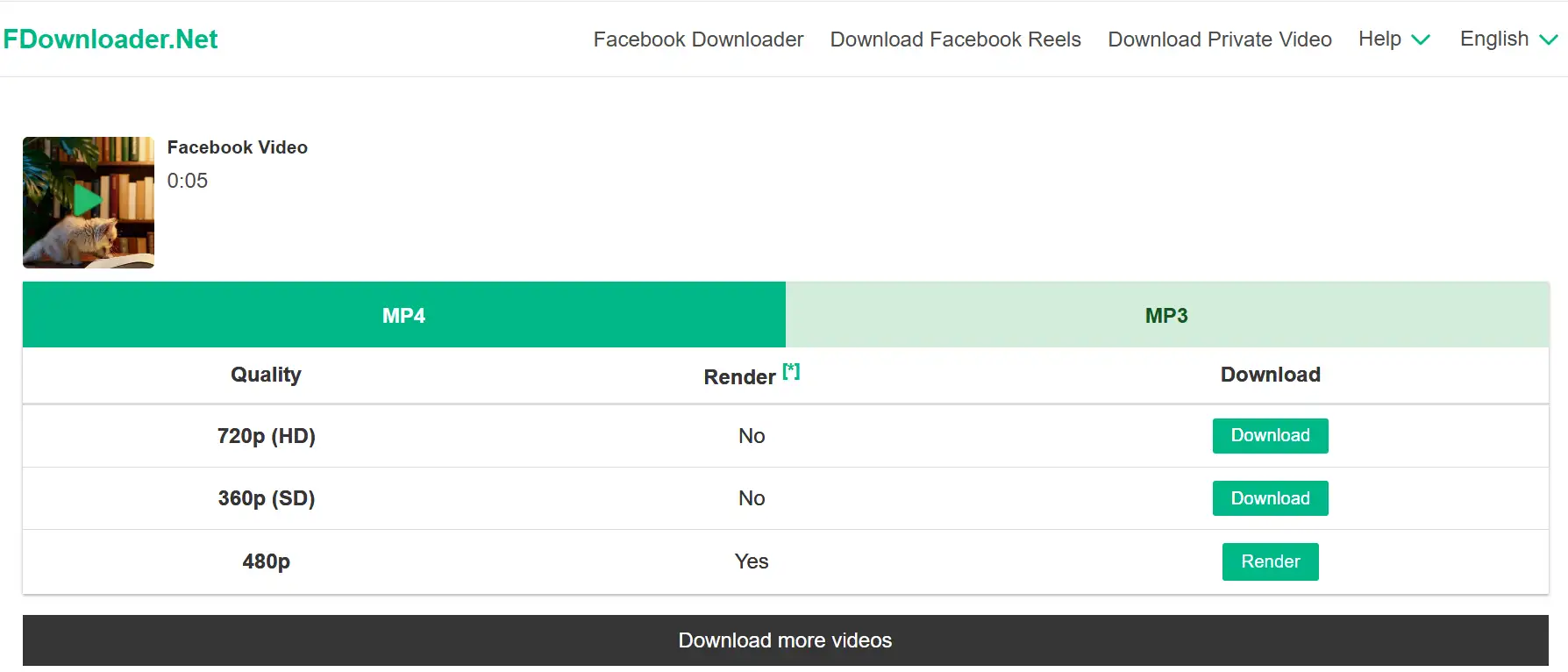 FDownloader.Net interface showing video download resolution options.