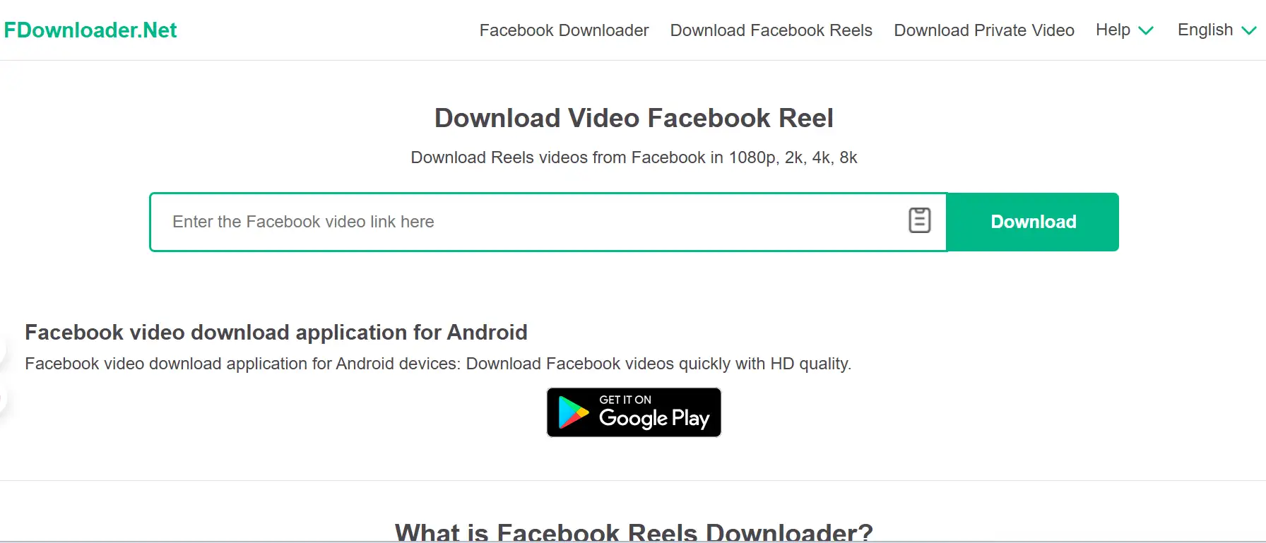 The web interface of FDownloader.net Facebook Reel downloader