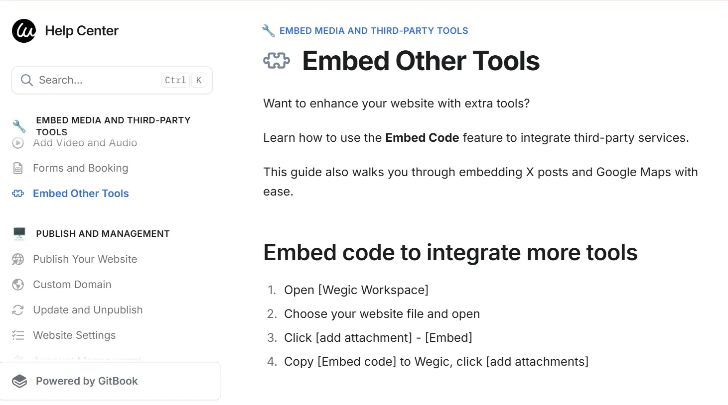 Guides to embed other tools in Wegic Help Center