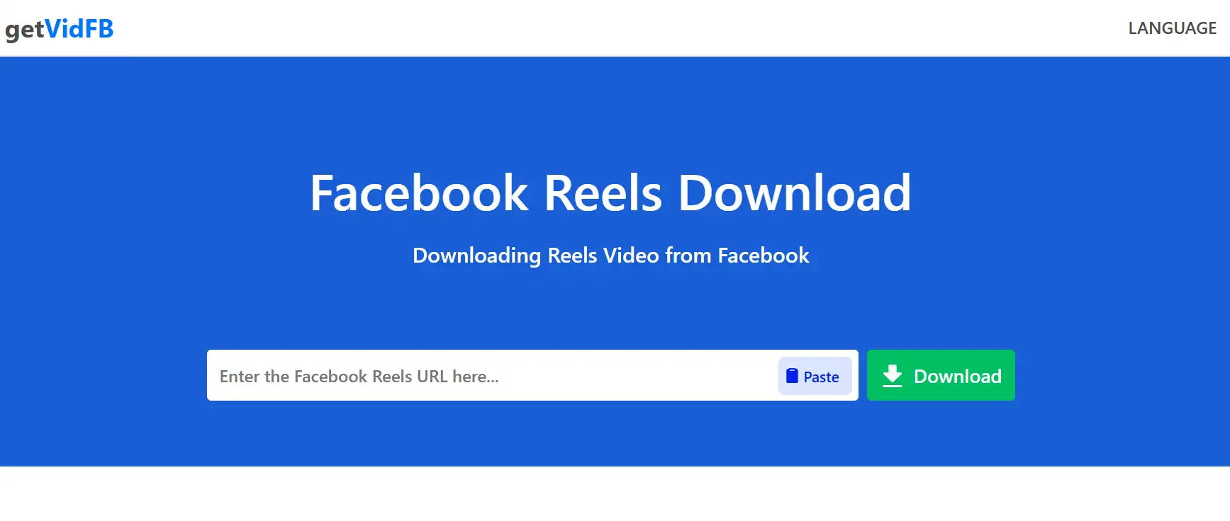 The web interface of Getfvid Facebook Reel downloader