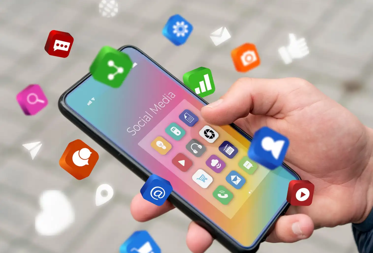 Social media marketing apps on the phone