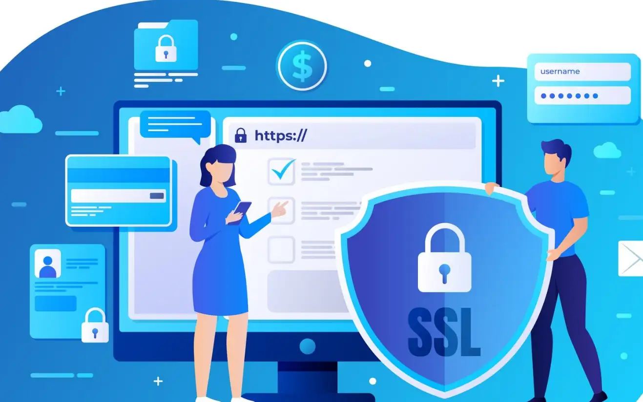 Two website builders are discussing secure sockets layer