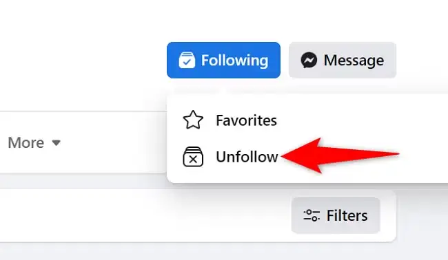 Unfollow option on facebook