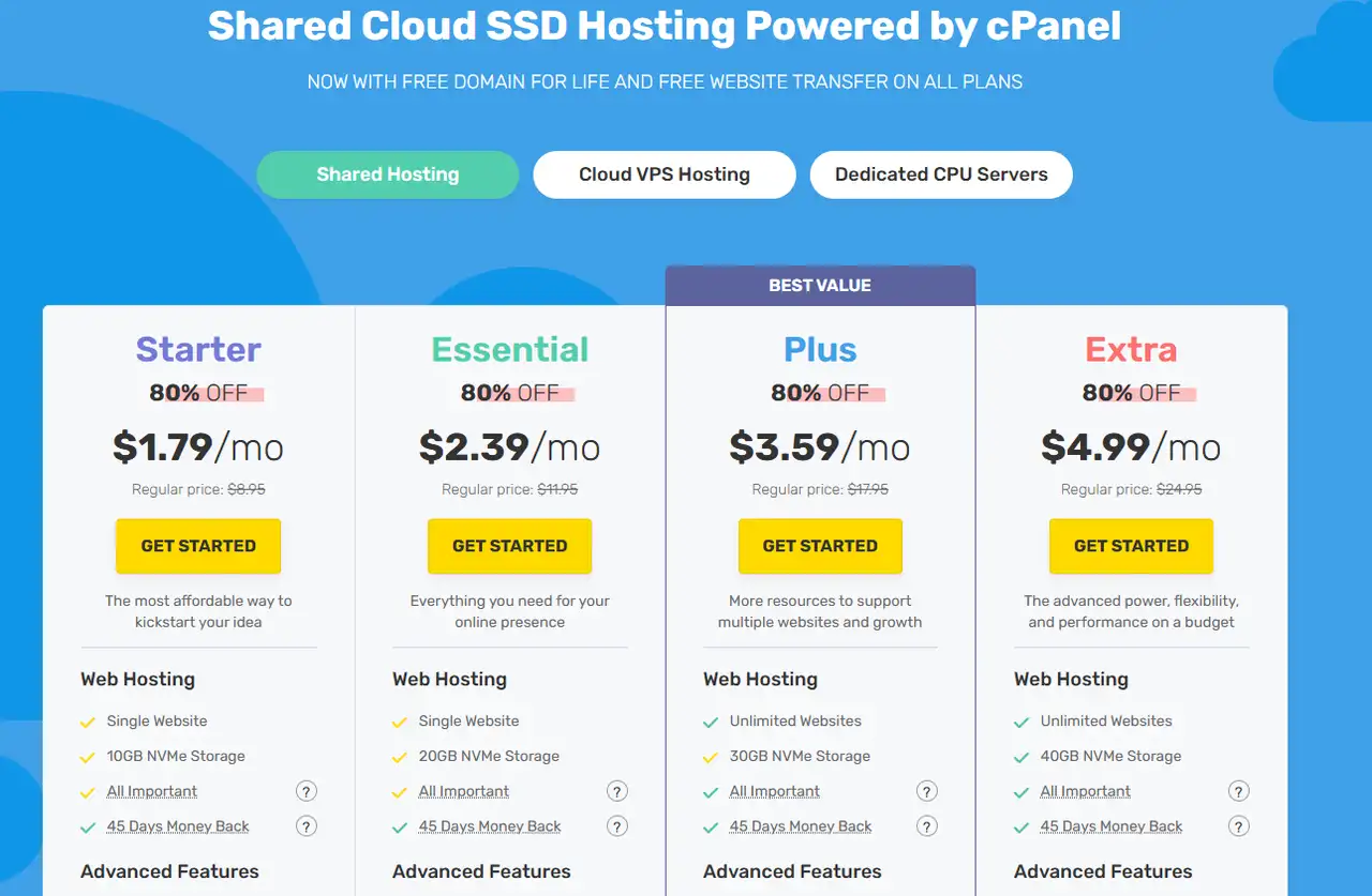 web hosting cost of fastcomet