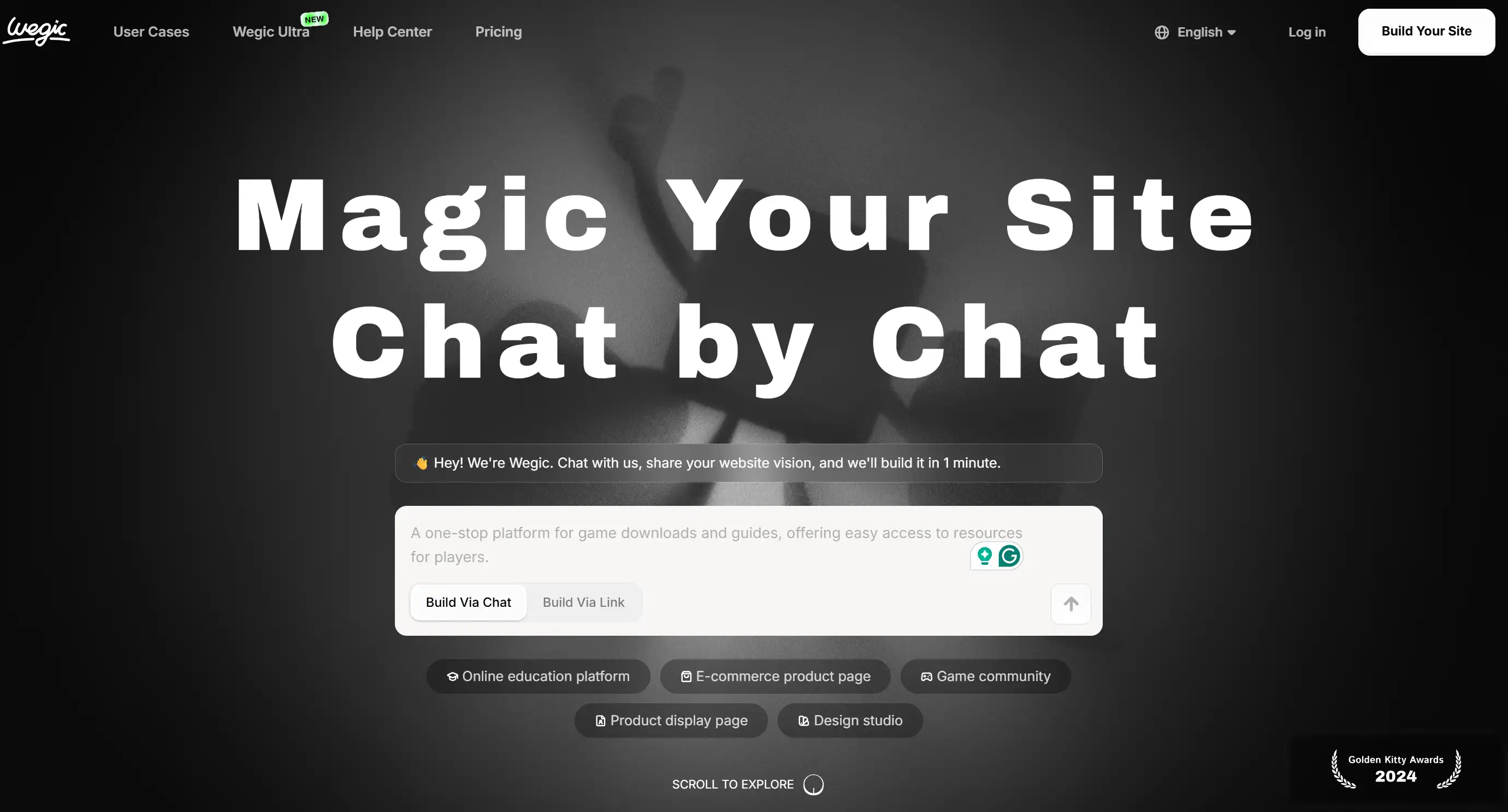 AI website builder: Wegic's homepage