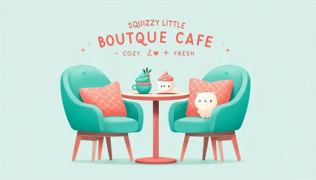 soft coral and cool mint cafe illustration