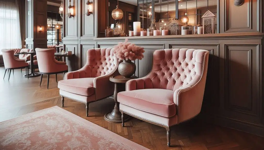 dusty rose and warm brown chair space