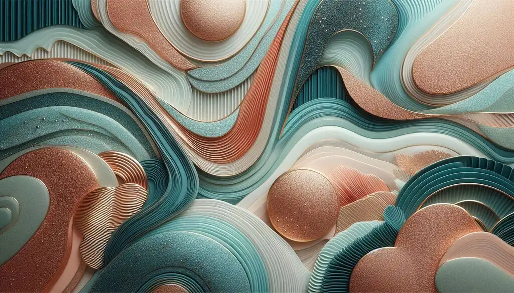 teal and soft rose gold