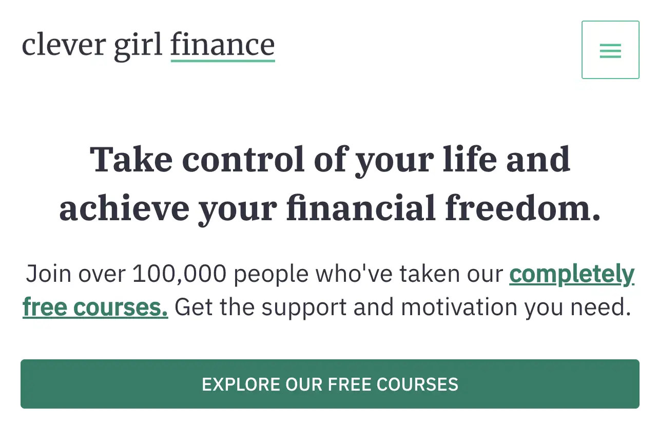 Clever Girl Finance homepage