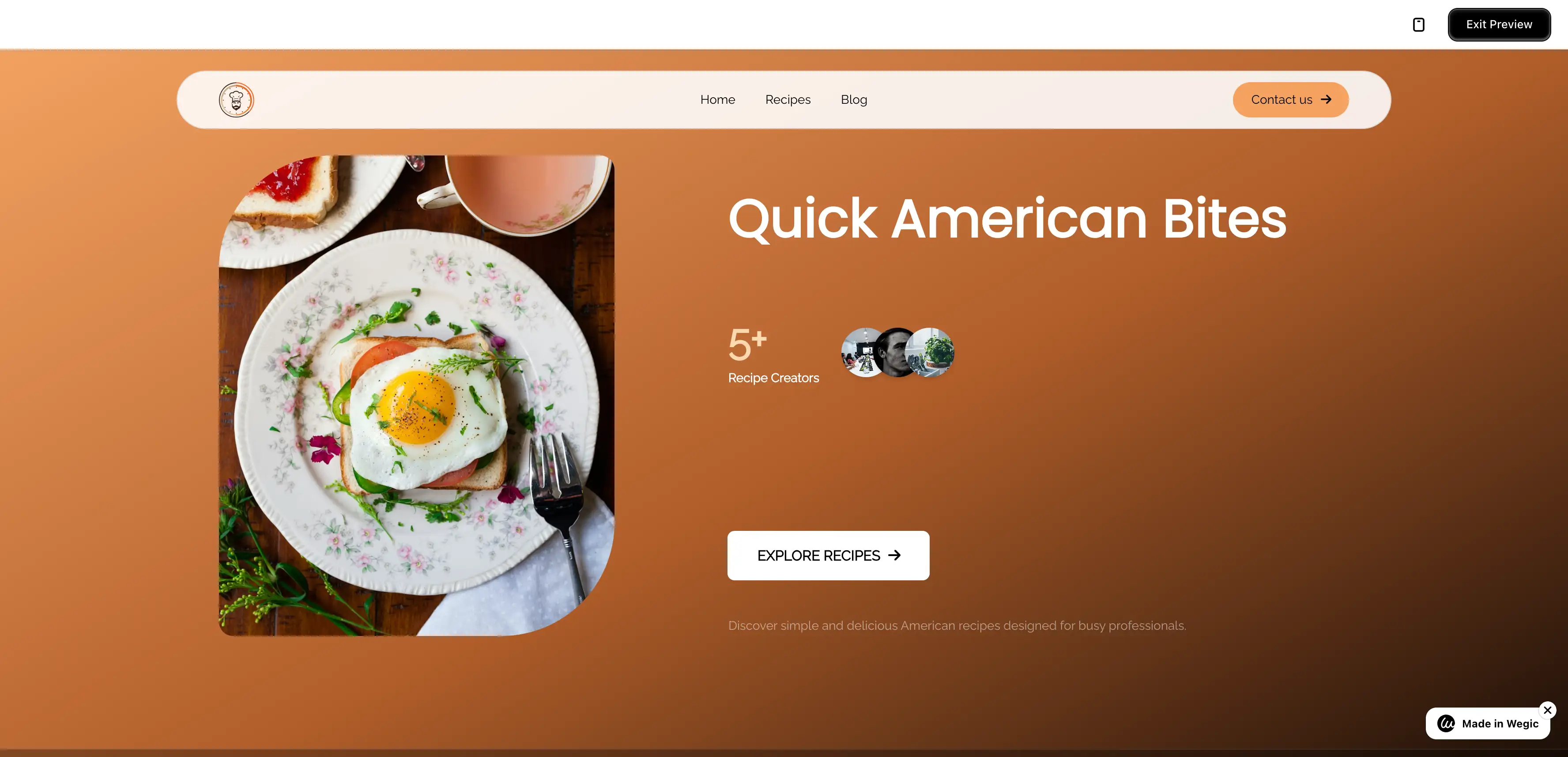 food blog created based on your needs by wegic