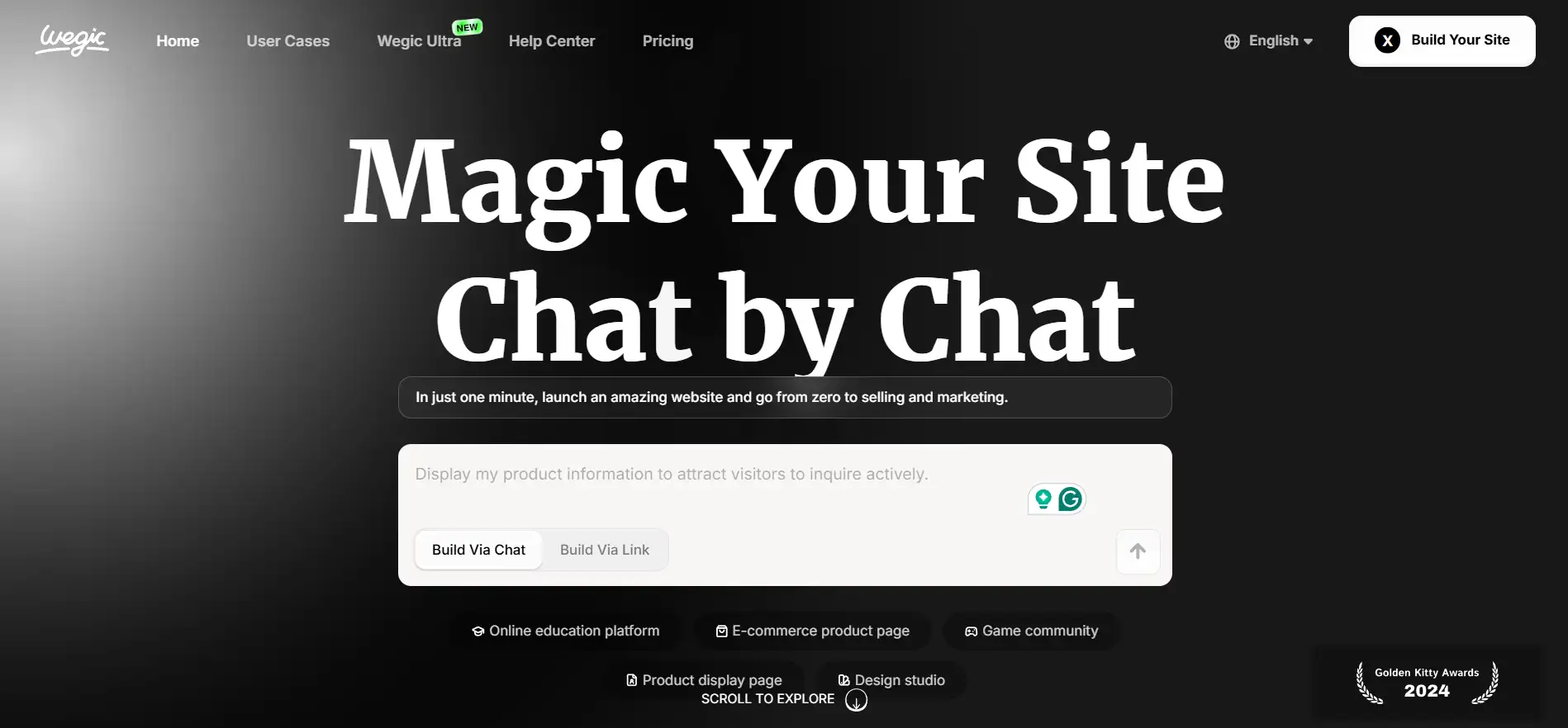 Homepage of Wegic