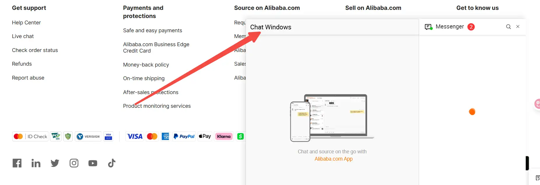 Footer with Contact Popup