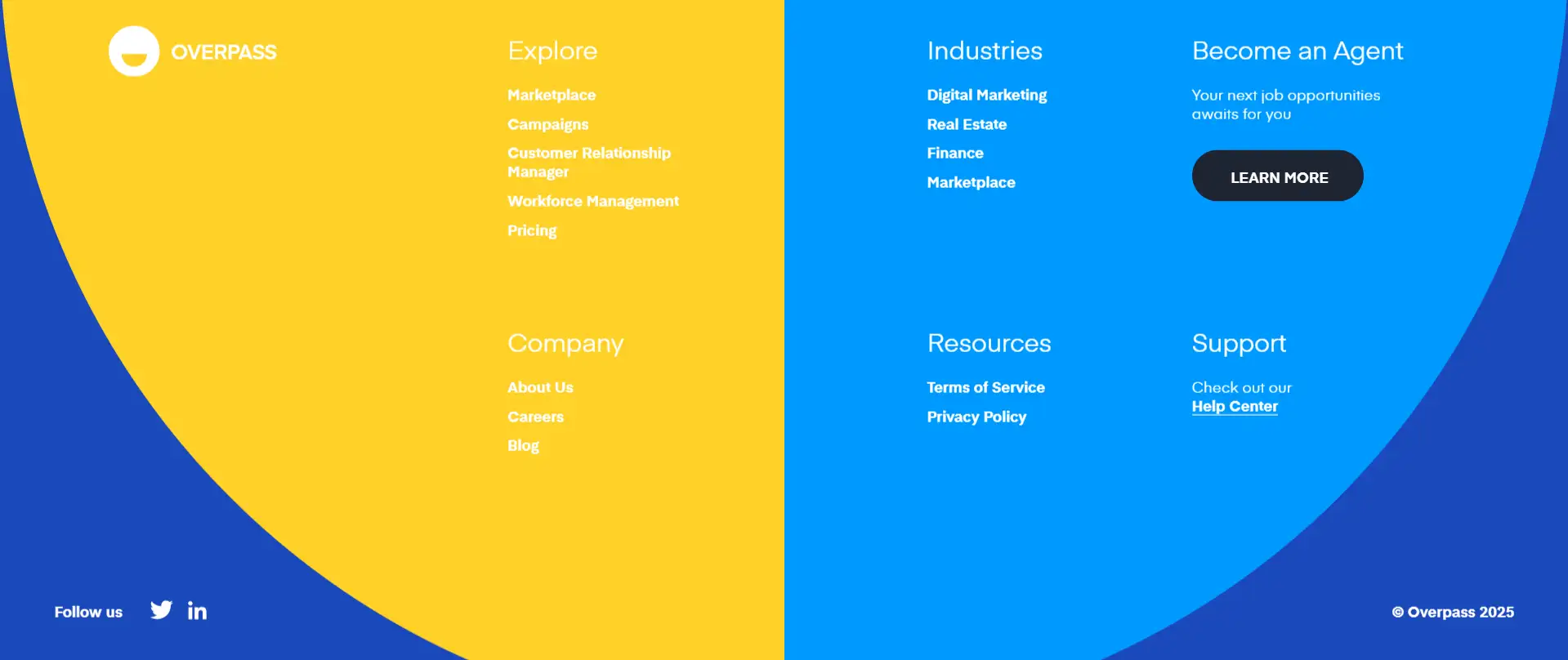Overpass's website footer