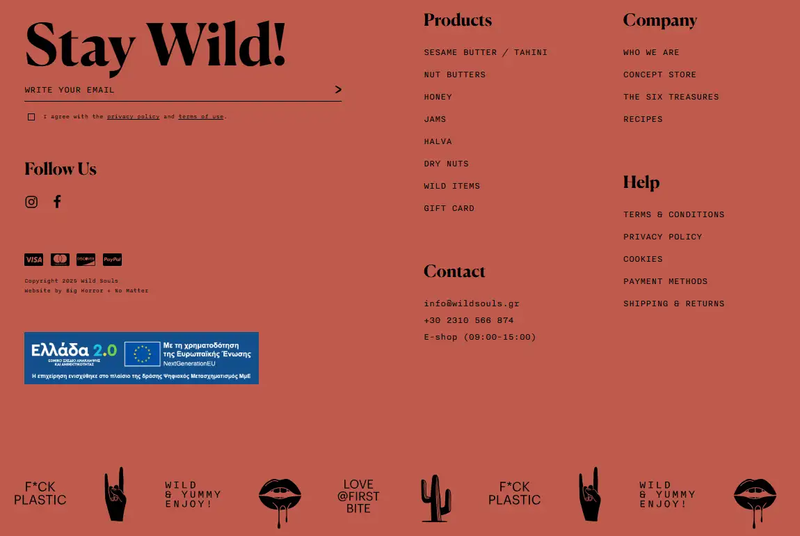 Wild Souls's website footer